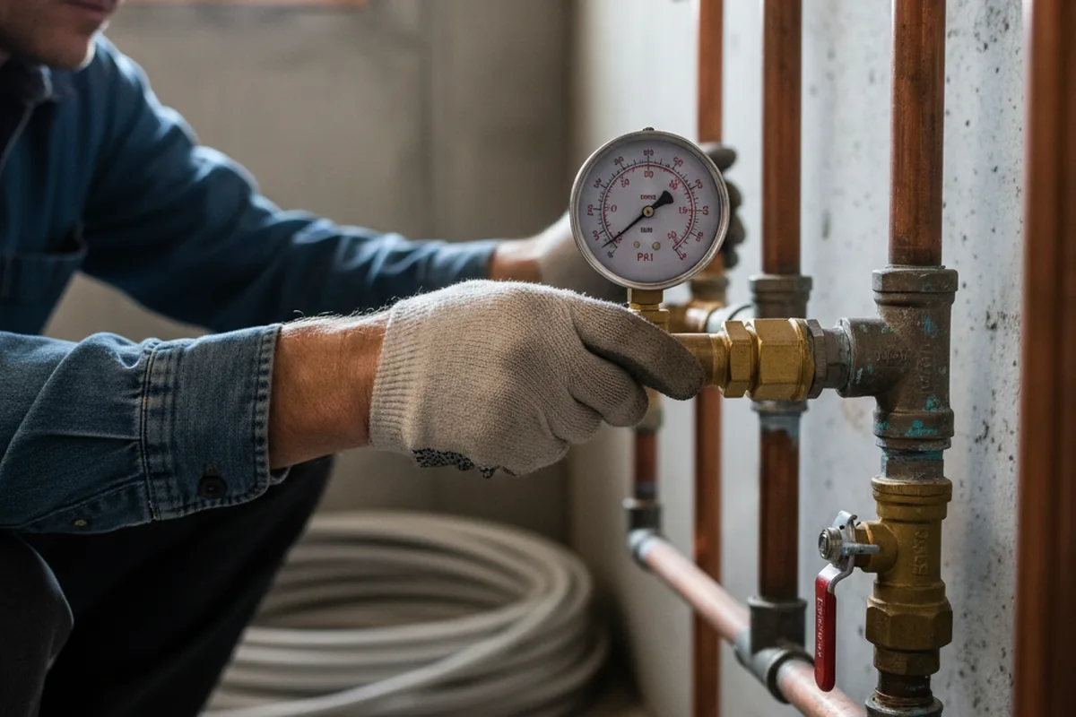 Pressure testing a repaired line during Water Line Repair in Pattonsburg